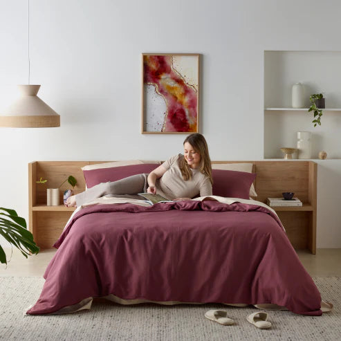 Linen Look Water Resistant Quilt Cover Set