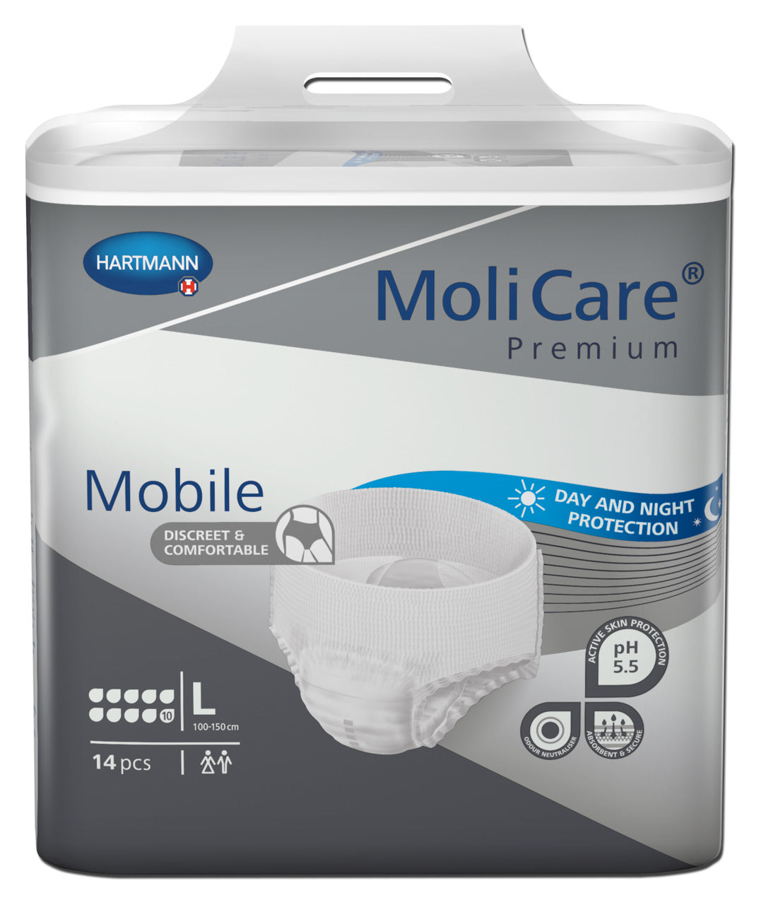 Molicare Premium Mobile 10 Drops Large Waist 100 150 Cm Unisex 2616ml